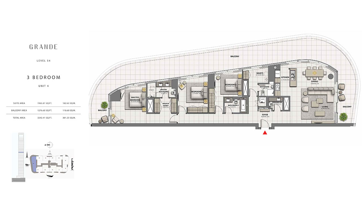 Floor Grande Apartments at Downtown Dubai -Floor Plan